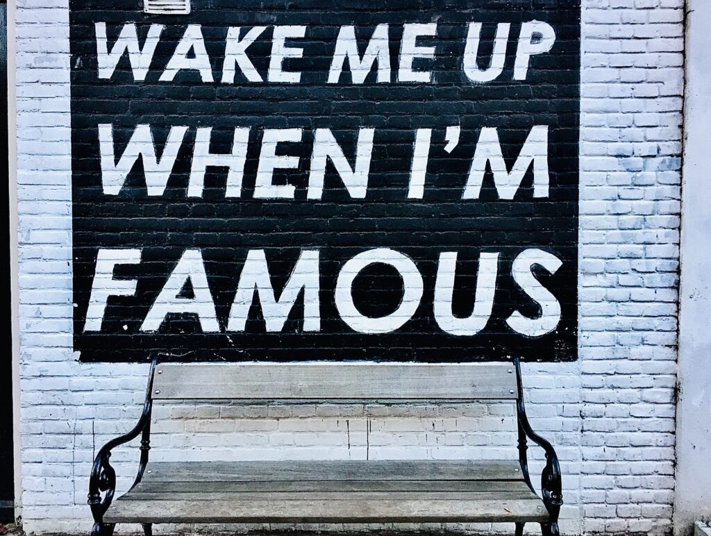 Wake me up when I’m famous sign 
