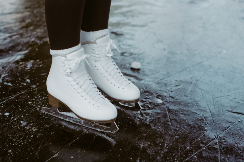 Glühwein - Ice skating boots on ice