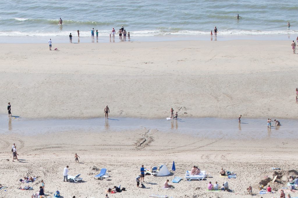 Stag party in Amsterdam: Wide sandy Zandvoort Beach near Amsterdam with swimmers and sunbathers 