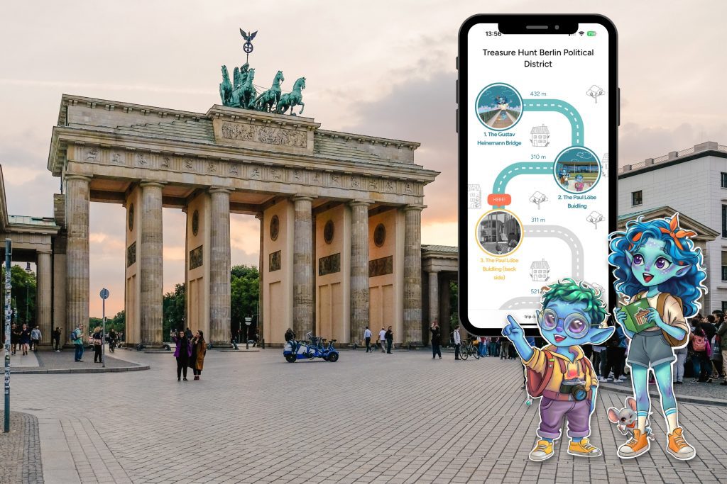 Outdoor Abenteuer mit der Familie: Schatzsuche-App am Brandenburger Tor mit Comic-Guides in Berlin