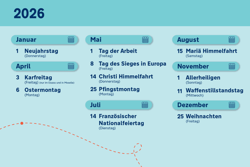 Feiertage in Frankreich: Liste der Feiertage in Frankreich 2026