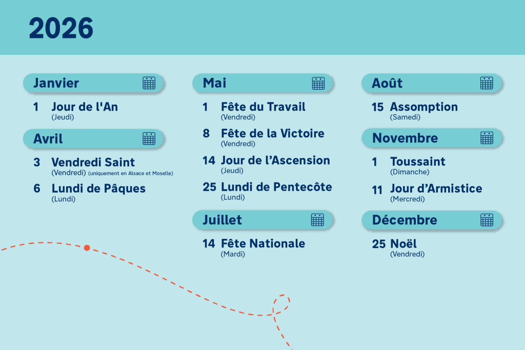 Jours fériés 2026 France: liste des jours fériés en France 2026