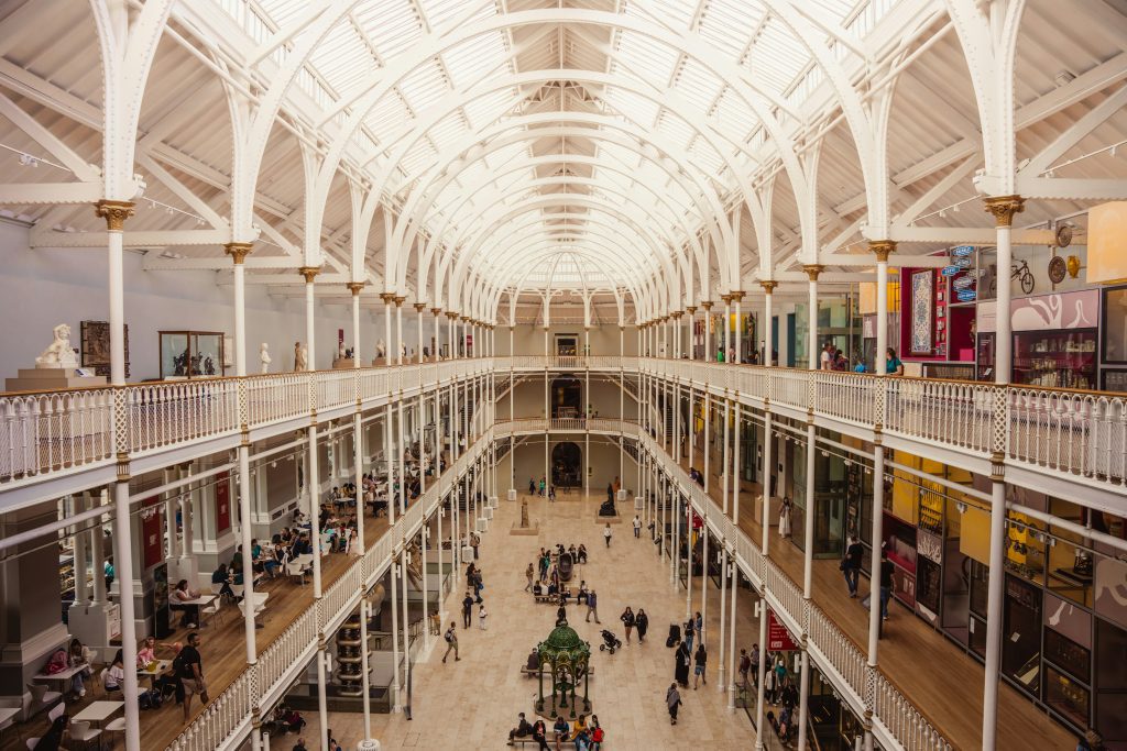 Edinburgh on a budget: Big light-filled hall at the National Museum of Scotland in Edinburgh