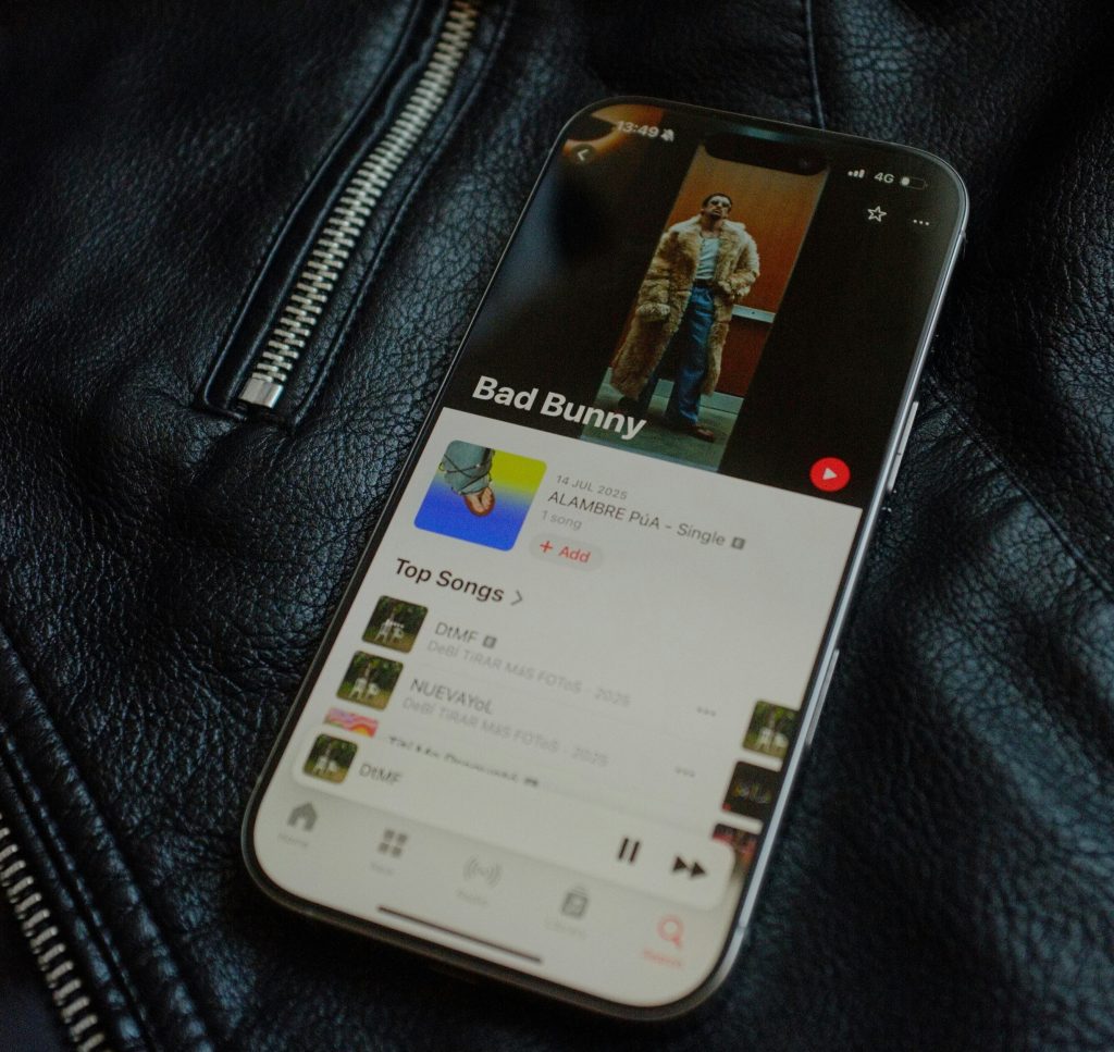 Bad Bunny Europe tour 2026: Bad Bunny playlist open on a phone screen