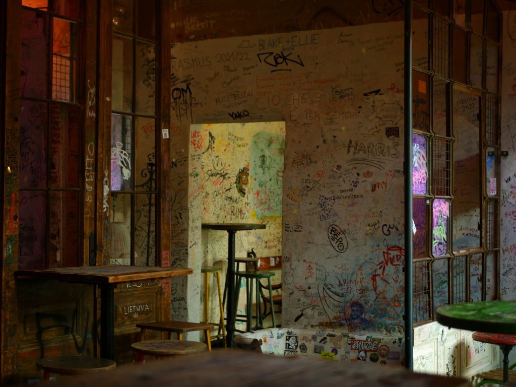 Budapest nightlife: Graffiti-covered walls and mismatched furniture inside Szimpla Kert bar