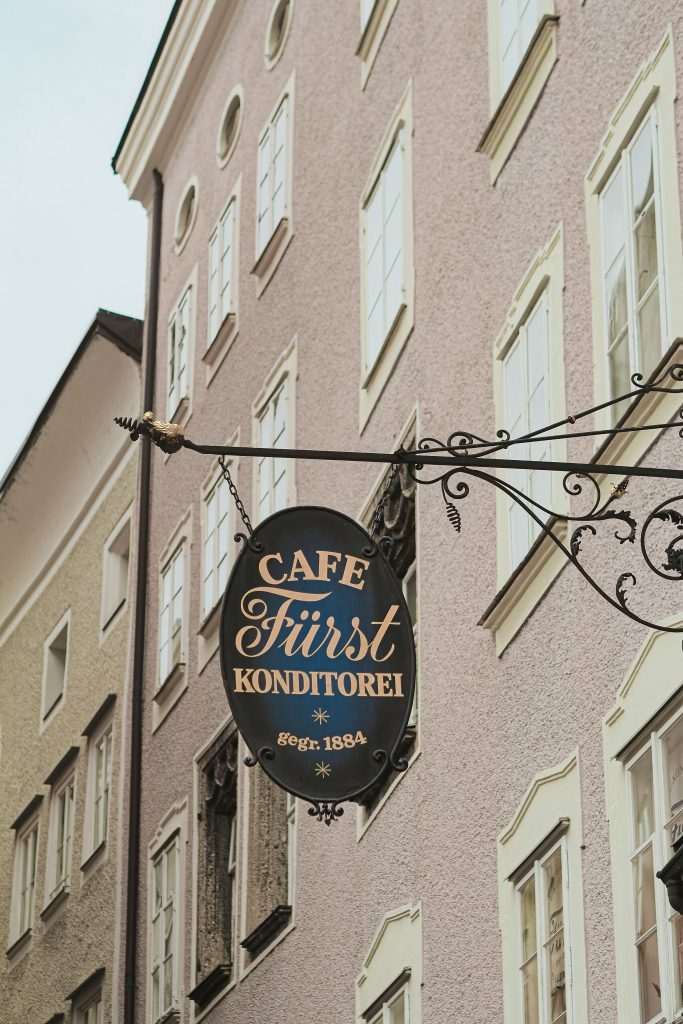 Best cafes in Salzburg: Historic sign of Cafe Fürst