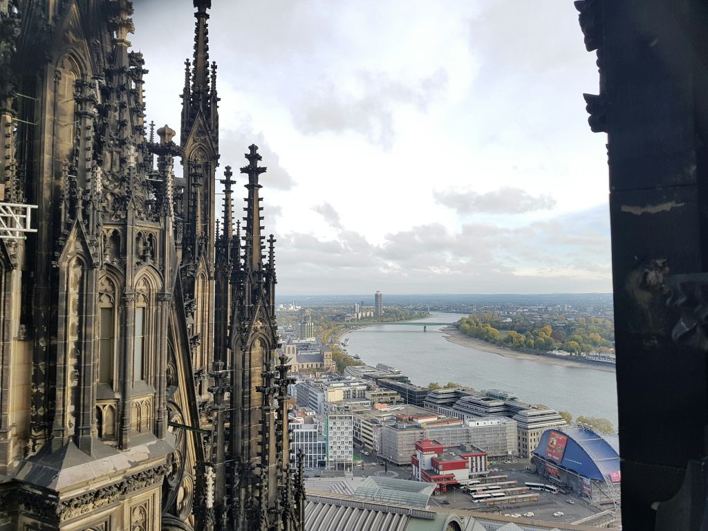 Cologne Instagram spots: View over Cologne and the Rhine from the south tower of the Cologne Cathedral