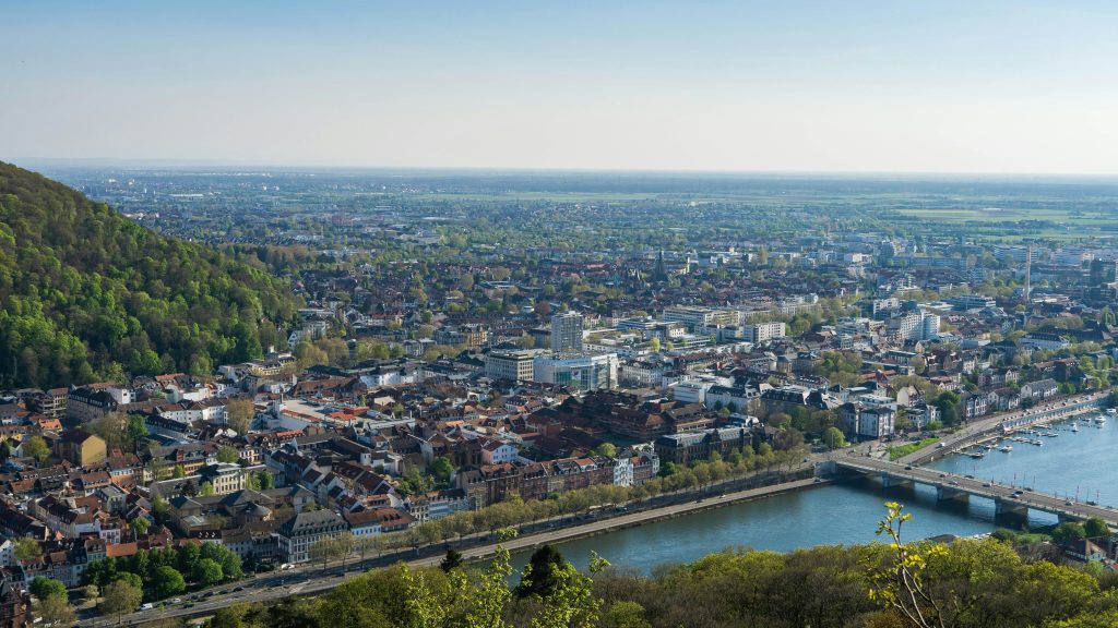 Hidden gems in Germany: View from Philosophenweg over Heidelberg's rooftops and the Neckar river