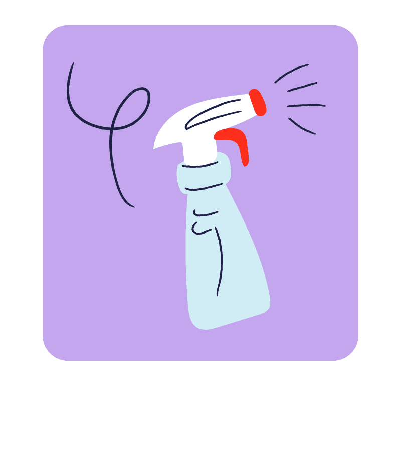 Drawing of a spray bottle on a violet background