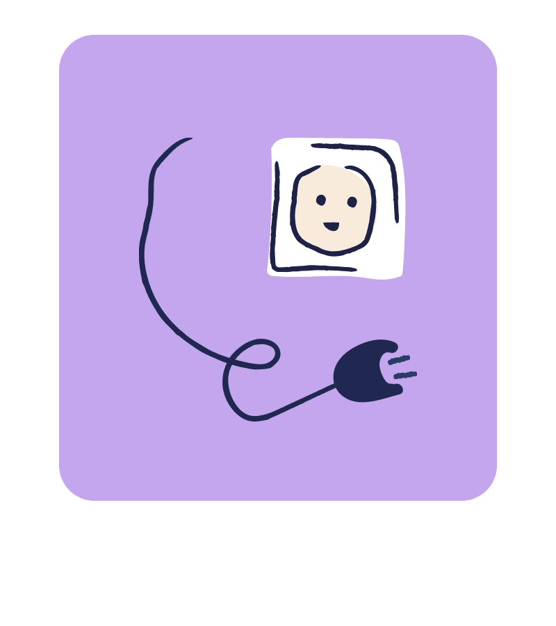 Drawing of a wall plug on a violet background