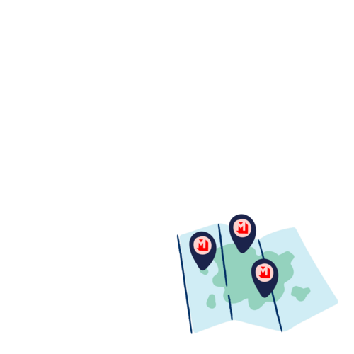 Eine Karte mit Gepäcksymbol zeigt die Expansion der MEININGER Hotels.