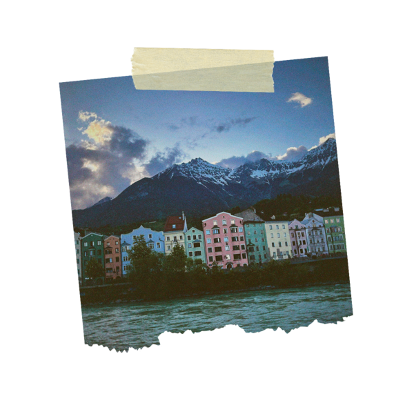 Film photo showing a man with 2 dogs in Innsbruck, Austria