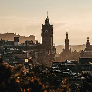 Big old castle on a rocky hill in Edinburgh
