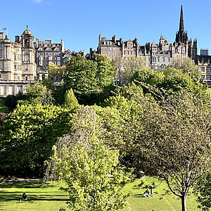 Big old castle on a rocky hill in Edinburgh