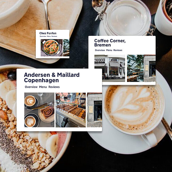 Coffee and breakfast collage featuring cafés in Copenhagen and Bremen